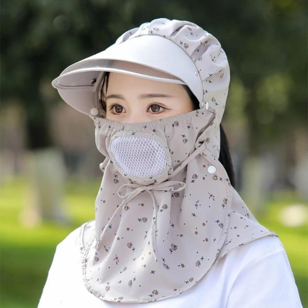 Flower Pattern Women Face Neck Cover Breathable Fisherman Hat Sunscreen  Hat  Summer Outdoor