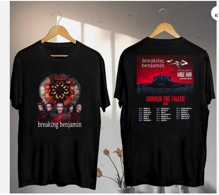 Breaking Benjamin Awaken The Fallen 2025 Tour T-Shirt For Fans L
