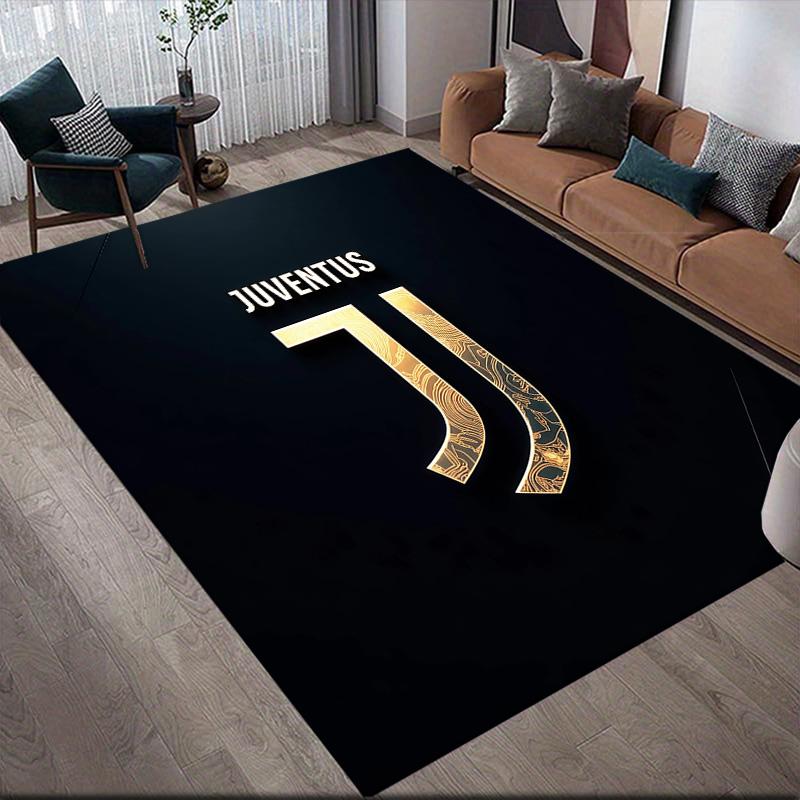 Juventus Football Club Flannel Pattern Square Carpet,Area Rug,Carpet Rug for Living Room Bedroom Sofa Playroom Decor,Non-slip Floor Mat
