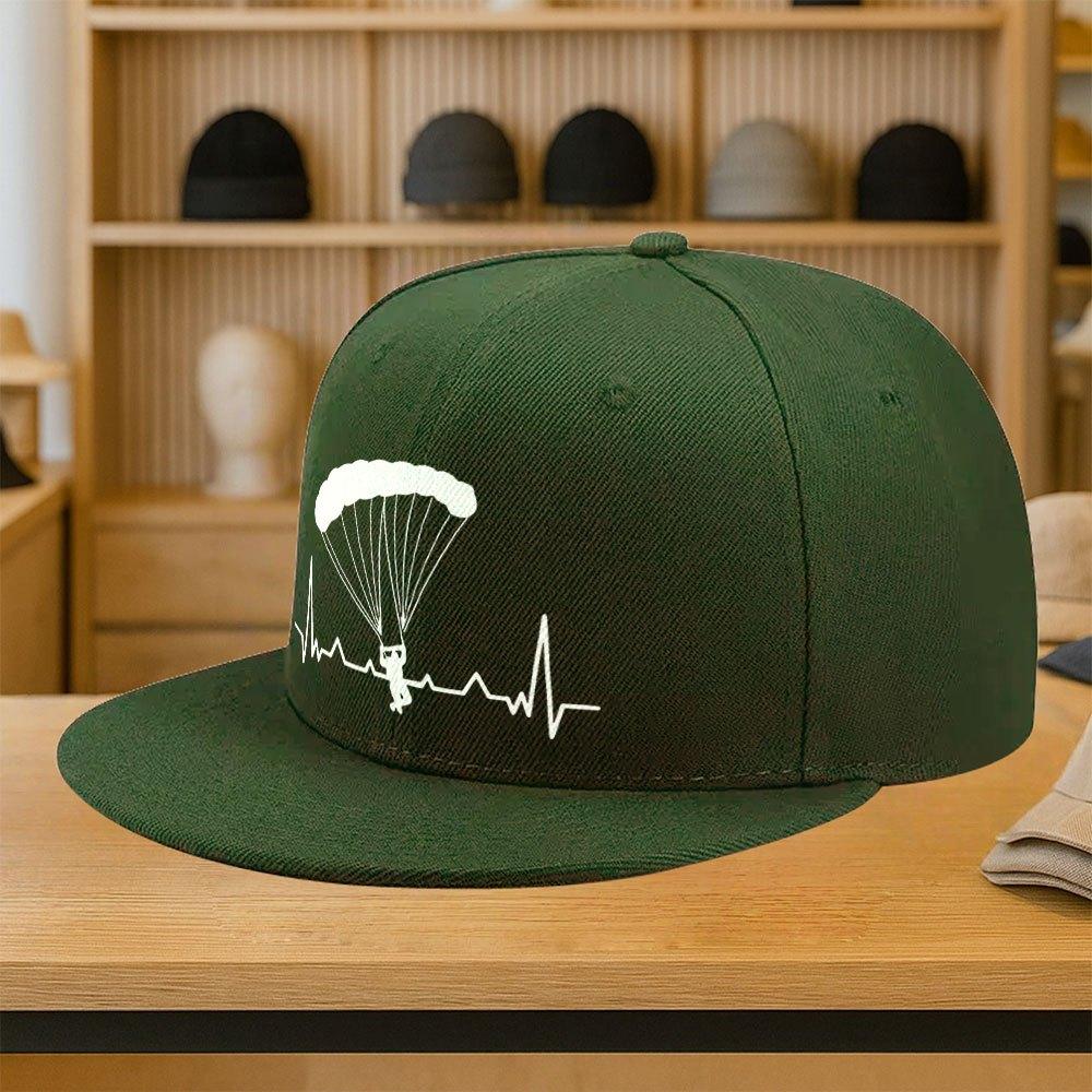 Paragliding Heartbeat Line Skydiver Baseball Cap Polyester Adjustable Snapback for Adult Casual Outdoors