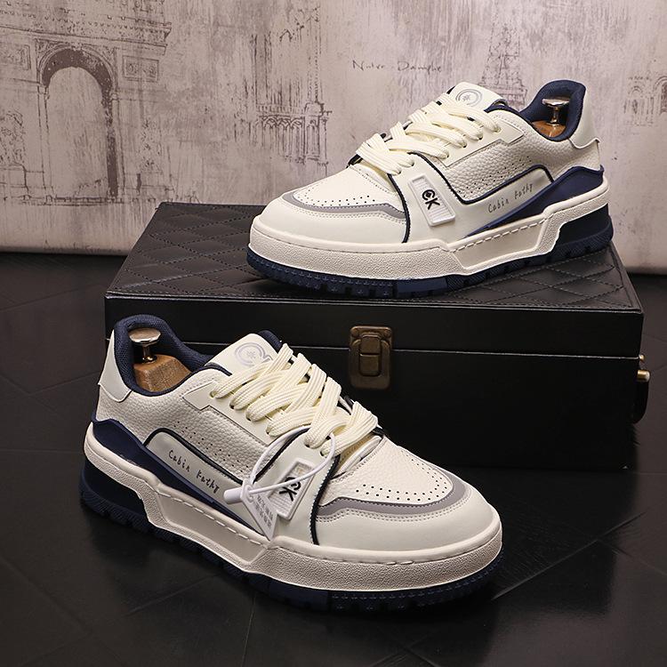 Board Shoes Breathable Personalized White Shoes Versatile Color Blocked Korean Version Trendy Sports and Leisure Shoes Youth Fashion Men's Shoes