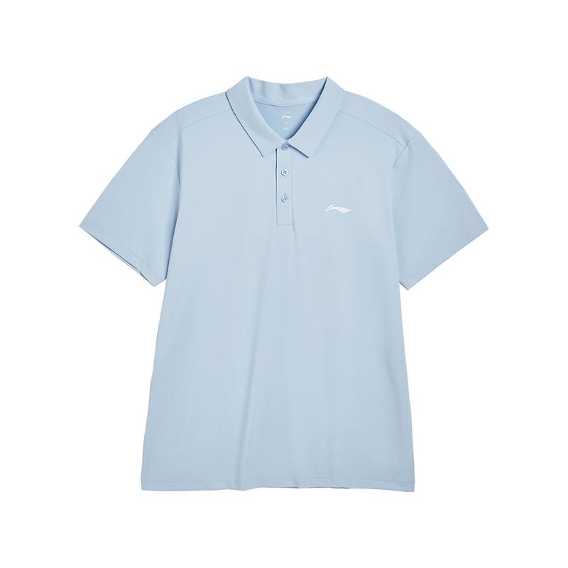 Li-Ning Letter Logo Printed Loose Comfortable Casual Early Spring Short Sleeve Polo Shirt Unisex Polo Shirts Sky-Blue APLV605-5
