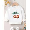 European sizes Cherry Print Pattern, Durable And Wrinkle-Resistant Thin Round-Neck Sweatshirt for  Kids Aged 0-3 Years