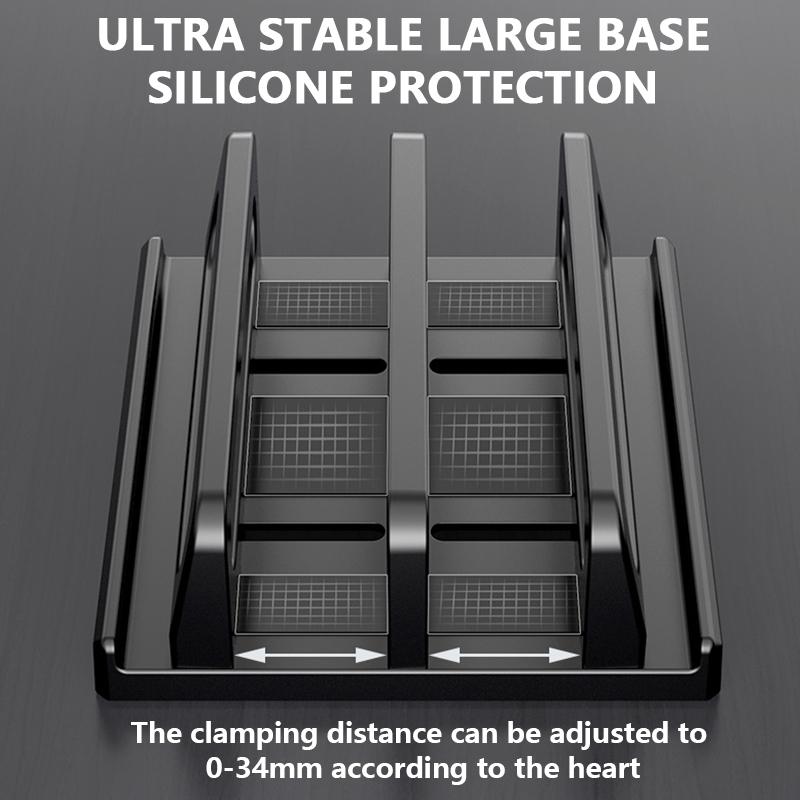 Dual-Slot Adjustable Vertical Laptop Stand Abs Plastic 4In1 Design Space-Saving For Macbook Chromebook Surface Hp Dell Book Ipad
