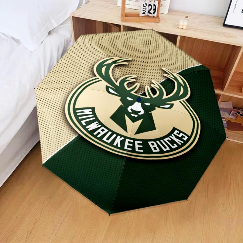 Bucks Team Logo Artwork Umbrella Folding Umbrella, Automatic Umbrella 8-Frame for Travel, Camping Use Gift for Halloween Christmas