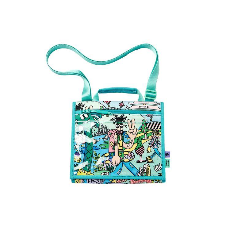Li-Ning Casual Pattern Printed Zipper Fabric Shoulder Crossbody Bag Unisex bags Green ABDR314-1 Green