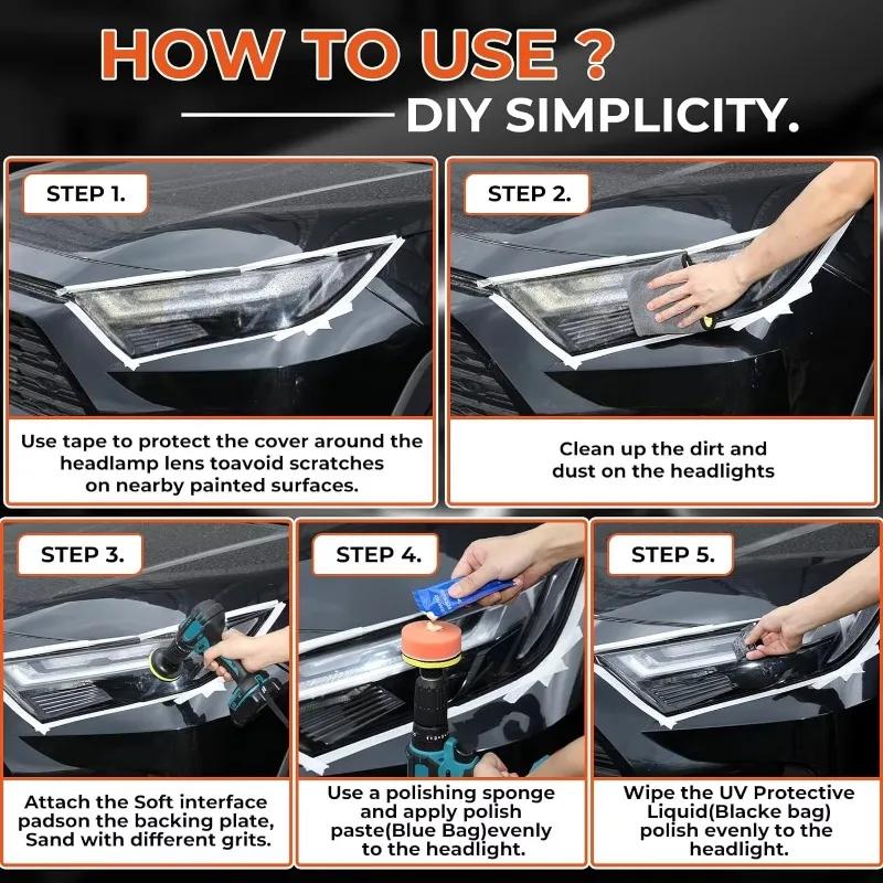 Xiaomi Car Headlight Restoration Kit Refurbish Car Headlight Yellowing Repair Brightener Headlamp Scratch Repair Liquid Lens Polisher