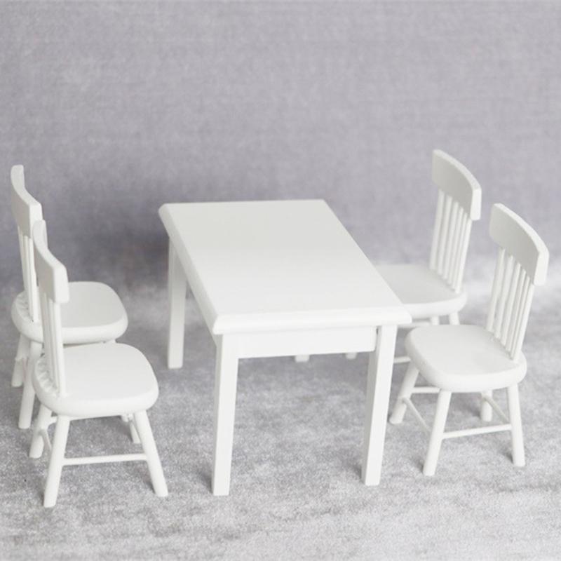 1/12 Dollhouse Kitchen Room Furniture Dining Table/Chair for Doll House Miniature Layout Kids for Play House Toy Micro L