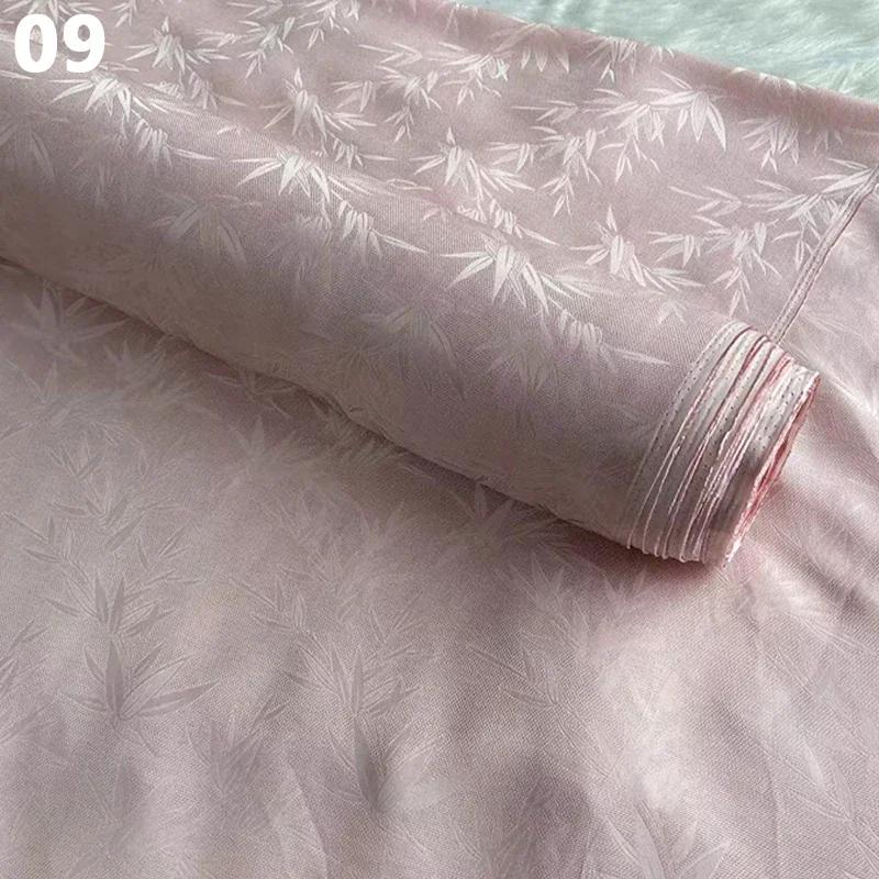 50x114cm Chinese Style Retro Luxury Mulberry Silk Fabric Bamboo Leaf Pattern FabricAncient Hanfu Costume Cheongsam Apparel