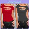 Premium Quality Summer Women's T-shirt Short Sleeve Broken Style Stretch Blouse For Nightclub