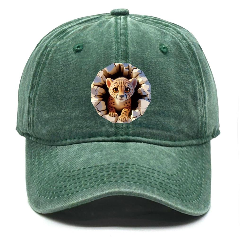 Cartoon Leopard Print Adjustable Baseball Hat, Animal Mesh Hat Adjustable Strap Curved Brim Solid Color Trendy Snapback Sun Hat
