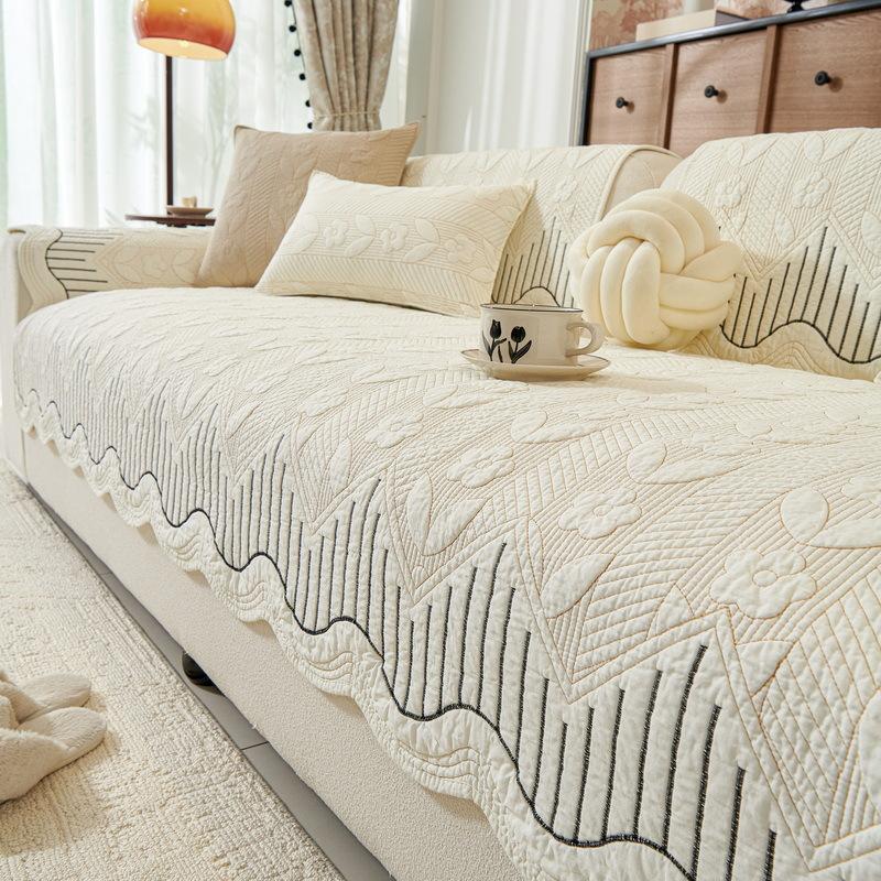 Washed Cotton Four-Season Universal Sofa Cushion, Non-Slip Pure Cotton Seat Cushion, Nordic Modern Fabric Sofa Towel Cover Cushion