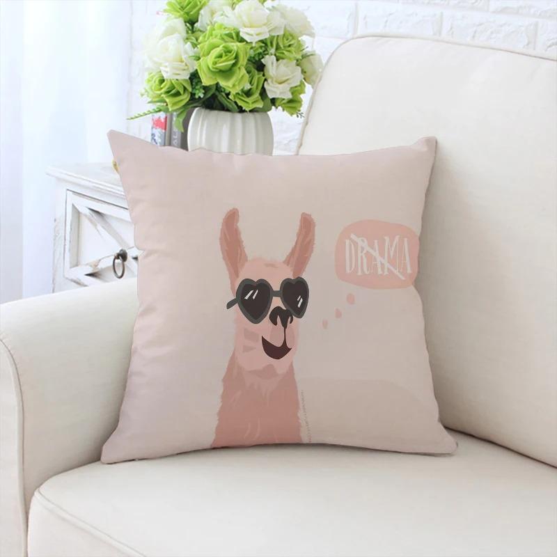 Cute Cartoon Alpaca Pillowcase Car Ornaments Office Living Room Sofa Home Pillowcase