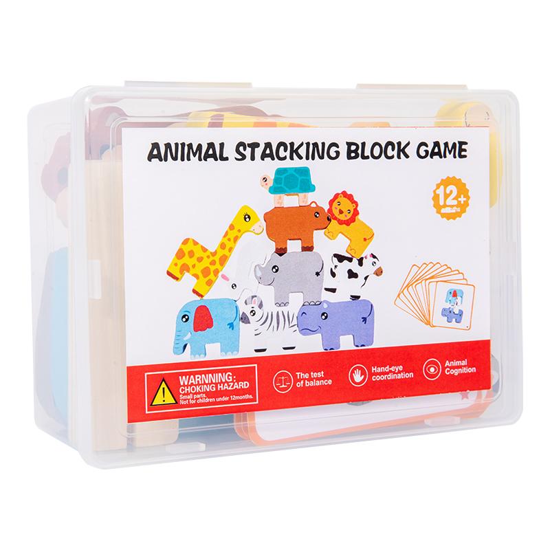 

Wooden Animal Stacking Block Game Shape Matching Puzzle Balance Toy Montessori Fine Motor Training Educational Toys For Children белый