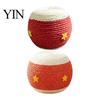 Interactive Pet Toys Cat Scratching Ball, Drum Shaped Paper Rope Indoor Exercise Toy Rolling Ball for Cats to Scratch, Pat, Bite Natural Material