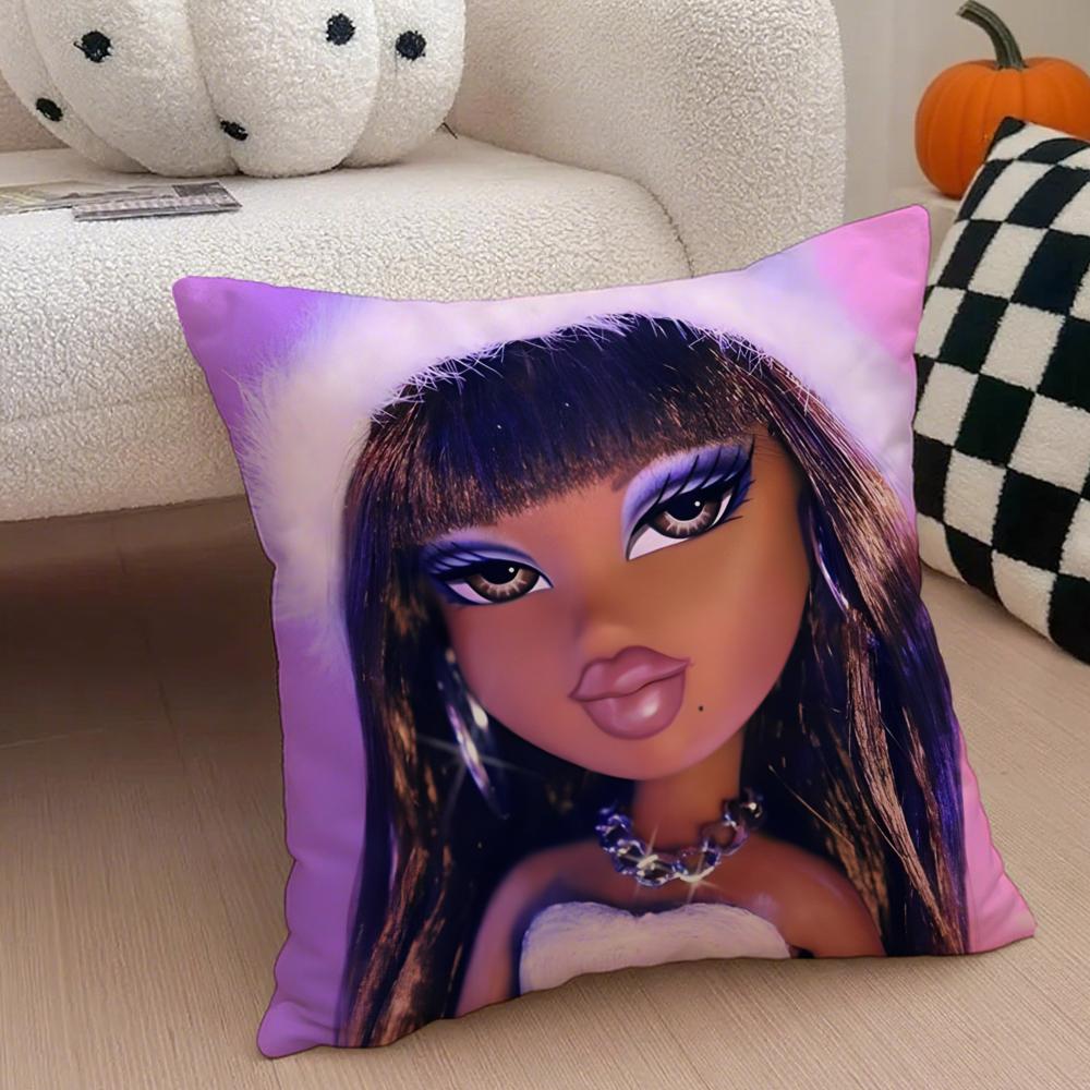 Stylish American Fashion Doll BBratz Cushion Cover Throw Pillow Cover Hidden Button Durable Polyester Chair Cushion