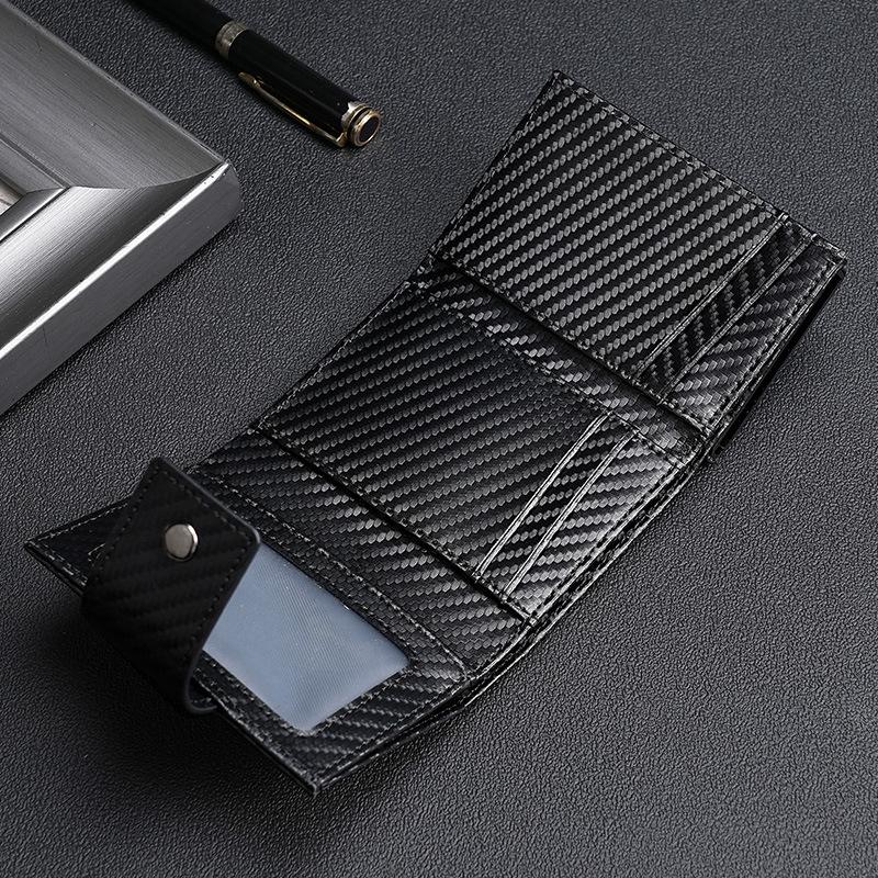 Leather Automatic Pop-up Metal Box Card Bag Men's Leather Airtag Locator Wallet Card Bag Card Clip Integrated
