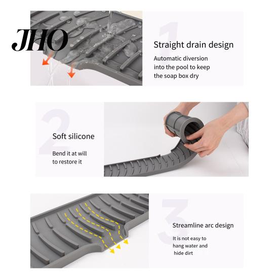 Raised Edge Dish Drainer Silicone Drain Pad Faucet Mat Anti-Slip Quick Drying Soap Food-grade Sink Spill-Proof Countertop Protector Kitchen
