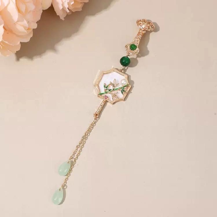 Four Gentleman Flowers Themed Ornamental Pin Secure Back Closure Traditional Asian Inspired Jewelry Accessory For Ladies