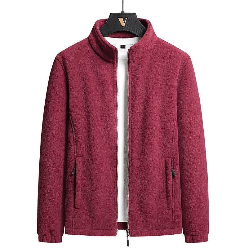 Men S Fleece Cardigan Jacket Stand Collar Casual Plus Size Spring Autumn