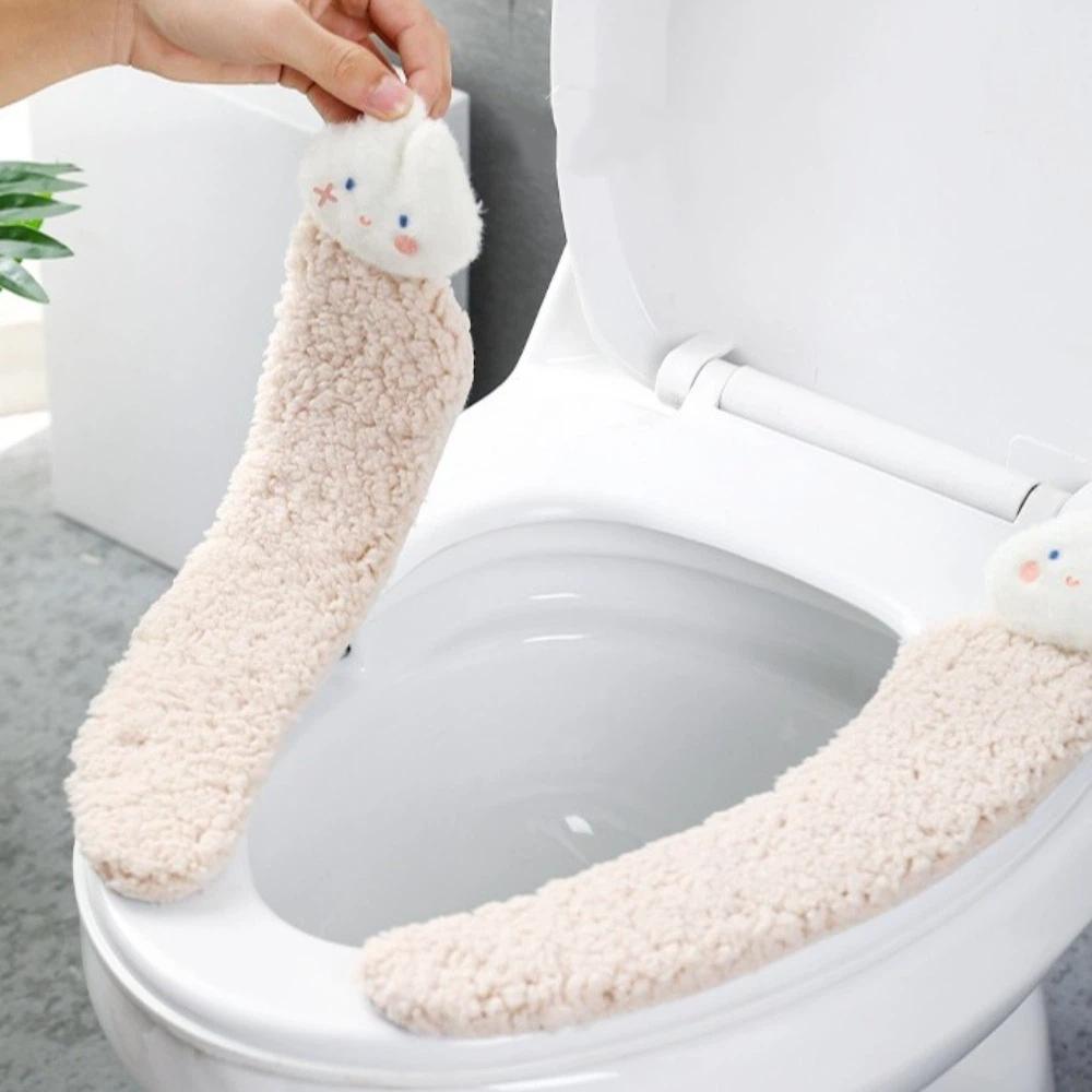 Adhesive Adhesive Toilet Mat Comfortable Cartoon Rabbit Toilet Mat Lamb Fleece Toilet Mat Home Use