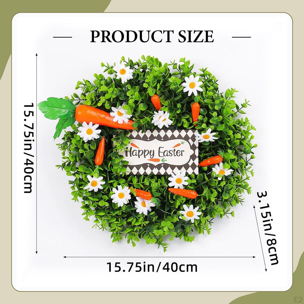 Easter Carrot Wreath Front Door,Greenery Eucalyptus Backdrop Happy Sign for Wedding Party