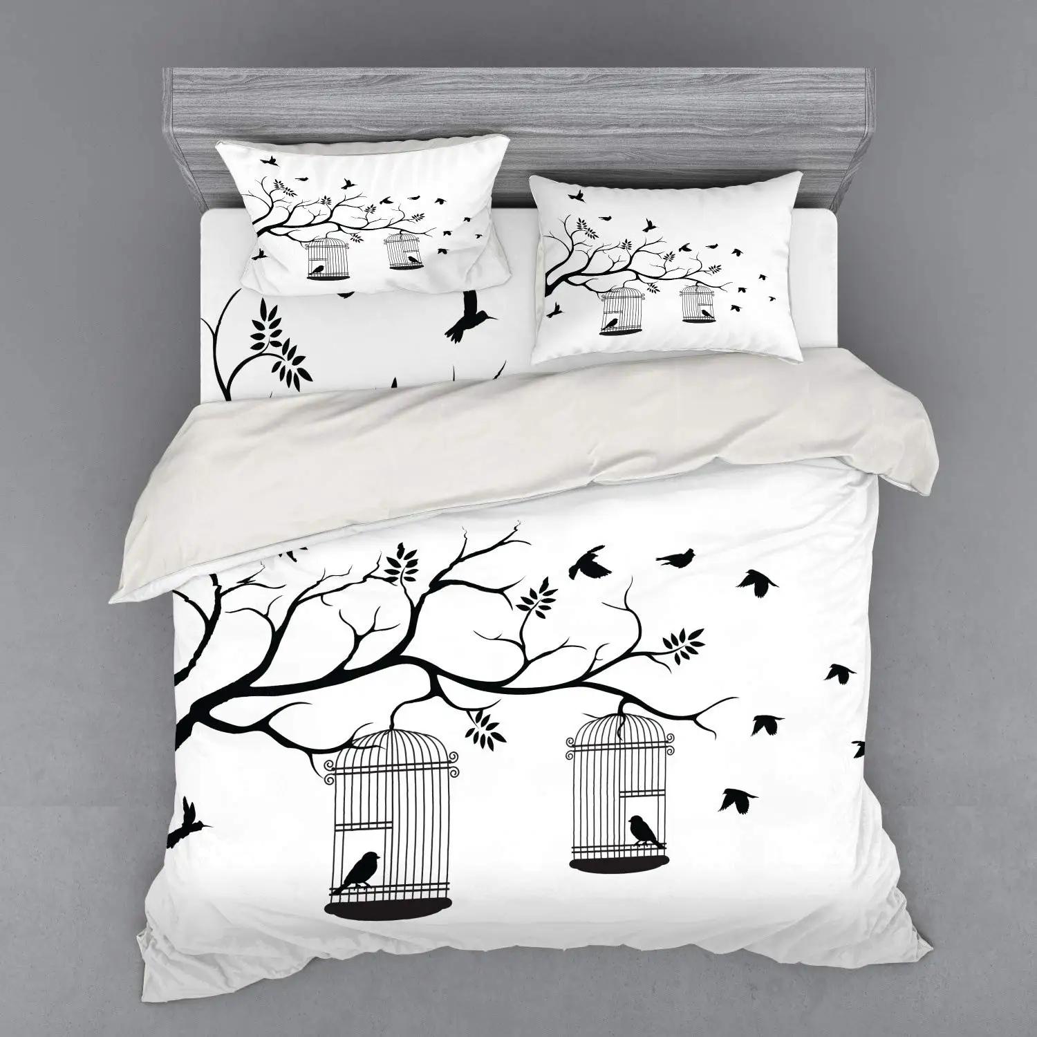 

Cage Duvet Cover Set for Teens Adults Queen Quilt Covers Lightweight Down Bedroom Decor 2 Pillowcases 1 Duvet Cover No Comforter EU Single(135x200cm)