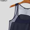 INCERUN Two Pieces Men Mesh Sheer Sleeveless Tank Tops and Shorts Sport Home Outfits Sets