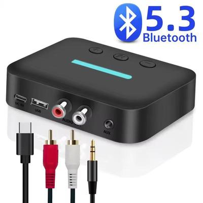 USB Bluetooth 5.3 Audioempfänger Drahtloser Stereo-Musikadapter 3,5 mm AUX R/L RCA-Unterstützung U-Disk-Wiedergabe für Desktop-Lautsprecherverstärker