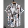 Colorful Irregular Patterns Hawaiian Shirt For Men Tree Leaves 3D Printed Short Sleeves Summer Lapel Blouse Street Aloha Shirts
