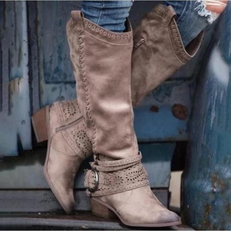 Winter New High Knight Boots Women's Shoes Burnt Rough Heel Fashion Boots