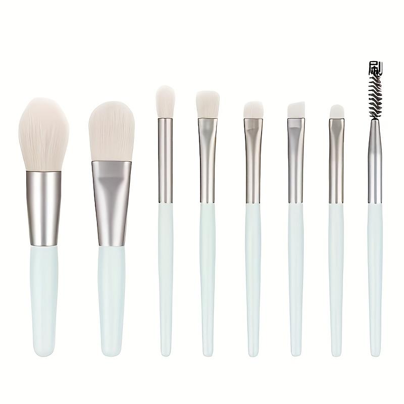 8pcs Portable Makeup Brush Set with Soft Bristles, Mini Beauty Tools, Includes 8 Nylon Makeup Brushes.