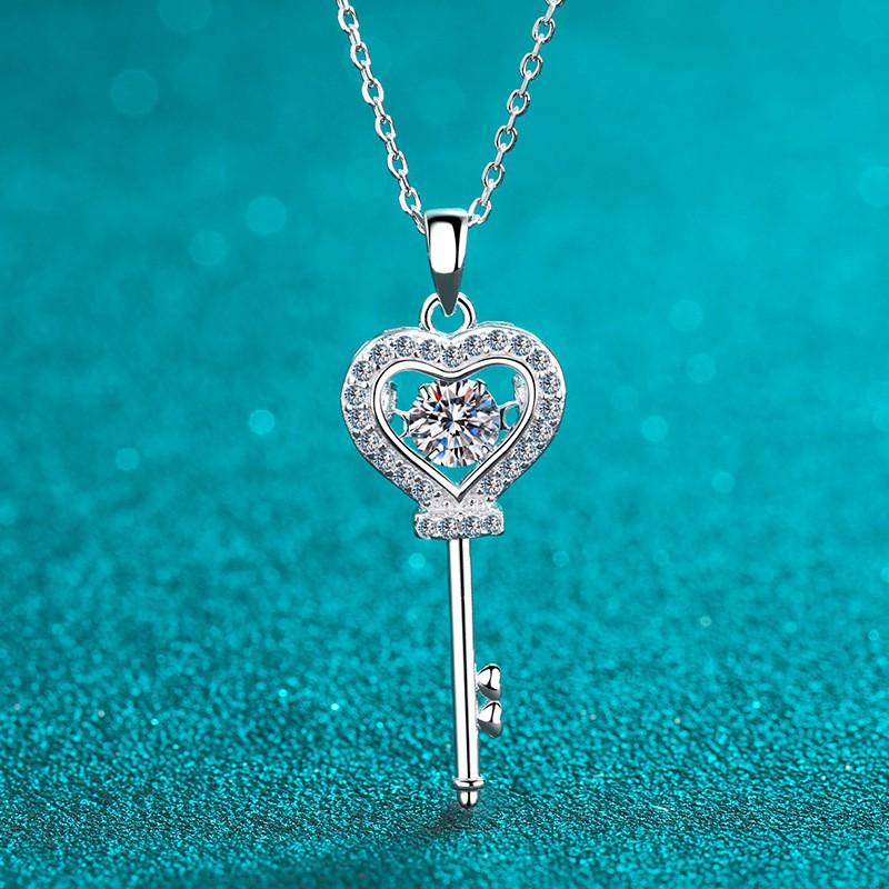 Sterling Crown Pendant Necklace With 0.5ct Moissanite Stone Women Engagement Gift Fashion Jewelry Sterling Silver 925