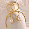 Waterproof Imitation Pearl Earrings Stainless Steel Statement Earrings  Women's Jewelry