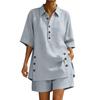 Women's Linen Two-Piece Set: Short-Sleeve Shirt & Loose Pants (2026)