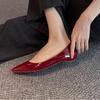 French sexy pointed head inner height increase of 2 cm soft leather shallow mouth wedding shoes women's shoes versatile temperament single sho