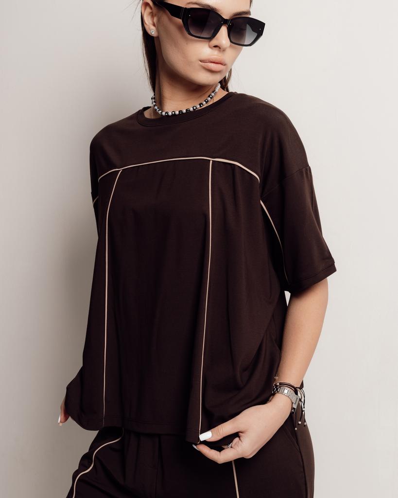 Women's Suit Butella 16544 M Chocolate (T-shirt, Pants)