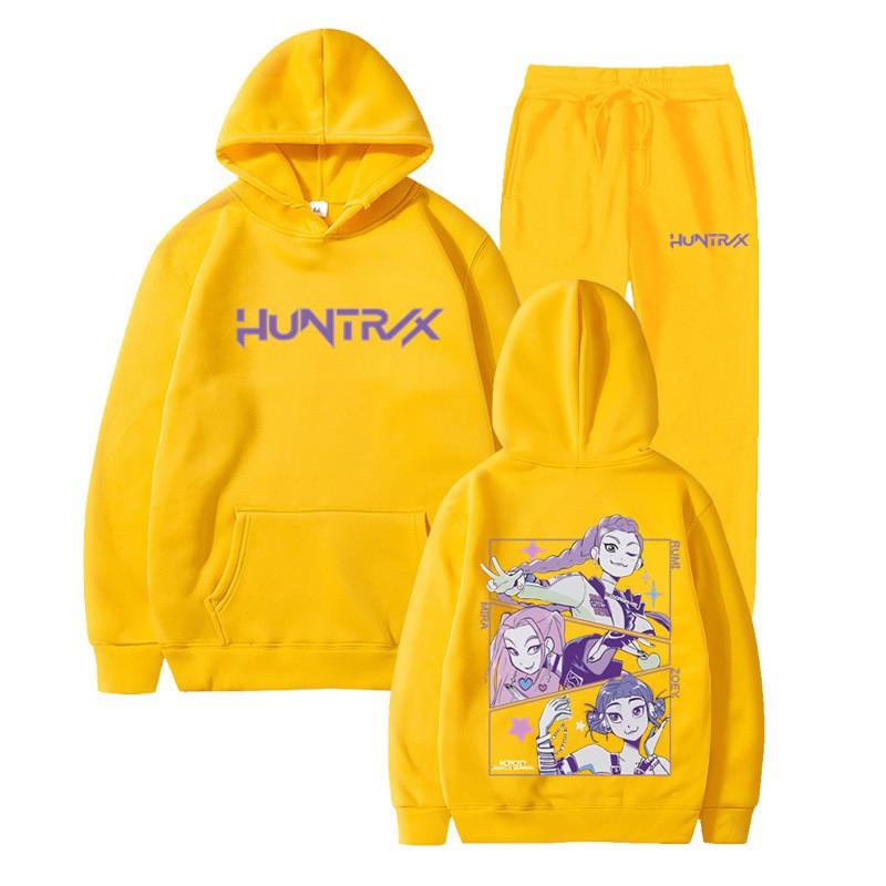 Unisex Hooded Sweatshirt Set Kpop Style Printed Loose Fit Winter