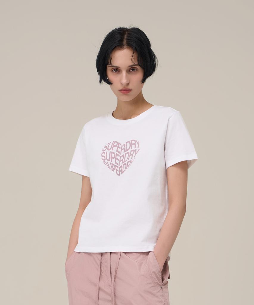 Syupeodeulai W Heart Logo T-Shirt White