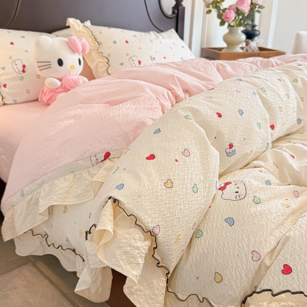 Class A French Spring And Summer Double-Layer Yarn, Pure Cotton Cotton Bed Sheet, Quilt Cover, Quilt Cover, Summer Dormitory Bed