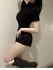 Korean Dongdaemun Elegant Slim-Fit Sheer High Neck Short Sleeve T-Shirt for Women