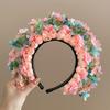 Adjustable Silk Flower Headband Beautiful Flower Hairband Accessory Lovely Flower Embellished Hair Decoration