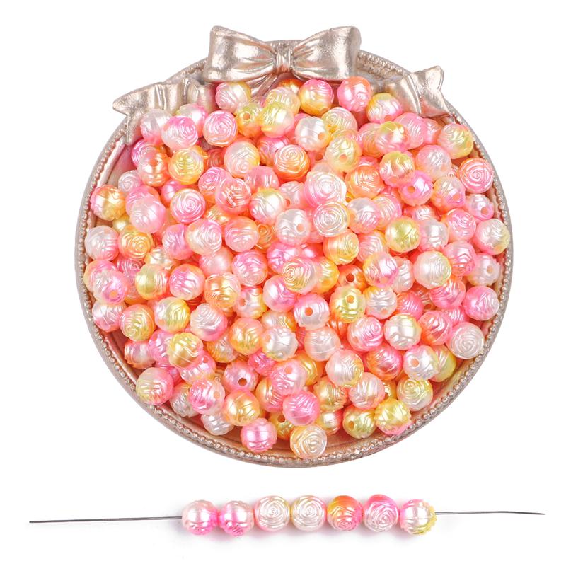 

100 шт./пакет, градиент цвета, роза, бисер, браслет ручной работы, ожерелье, серьги, ювелирные аксессуары 8mm 100pcs/bag