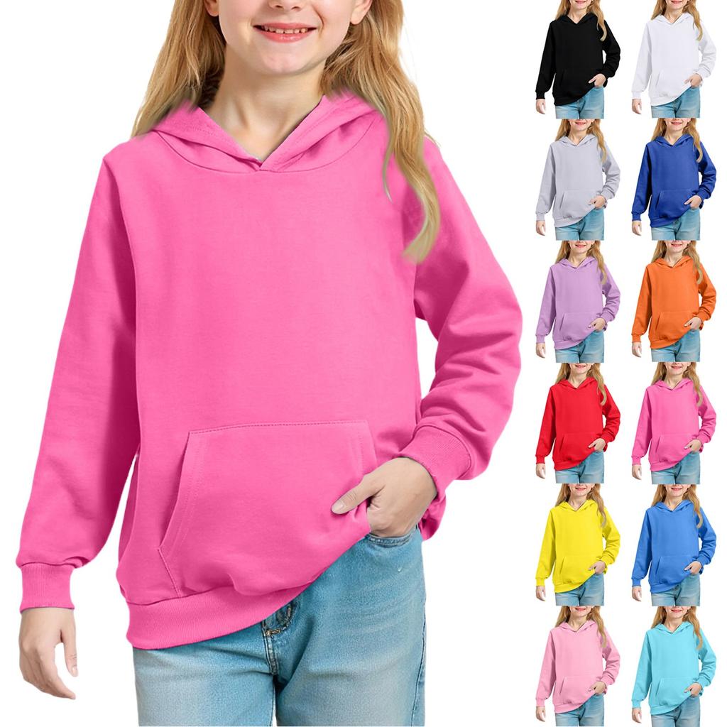 Big Kids' Solid Hoodie - Unisex Pullover Sweatshirt