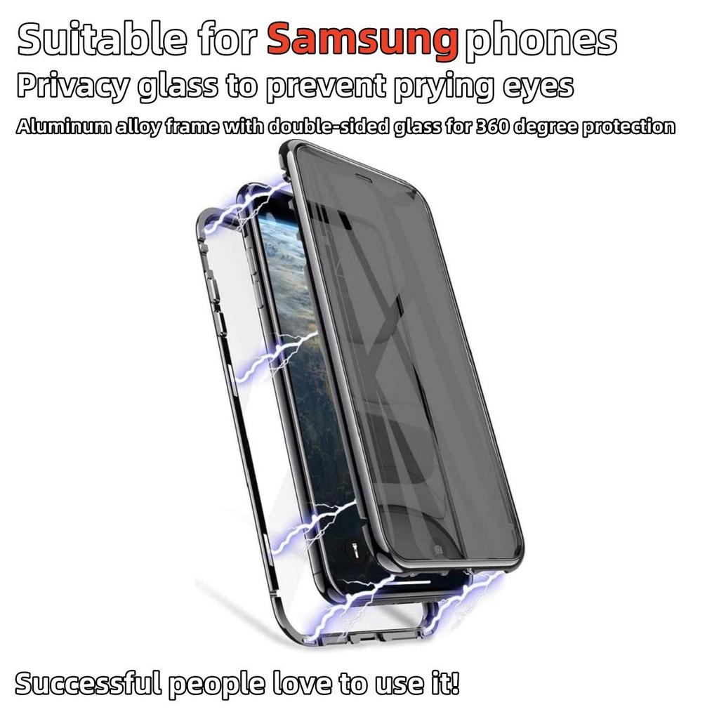Geeignet für Samsung S25ultra Anti-Peeping Handyhülle Magneto 24 23 22 Doppelseitiges Glas Metall Magnetische Hülle