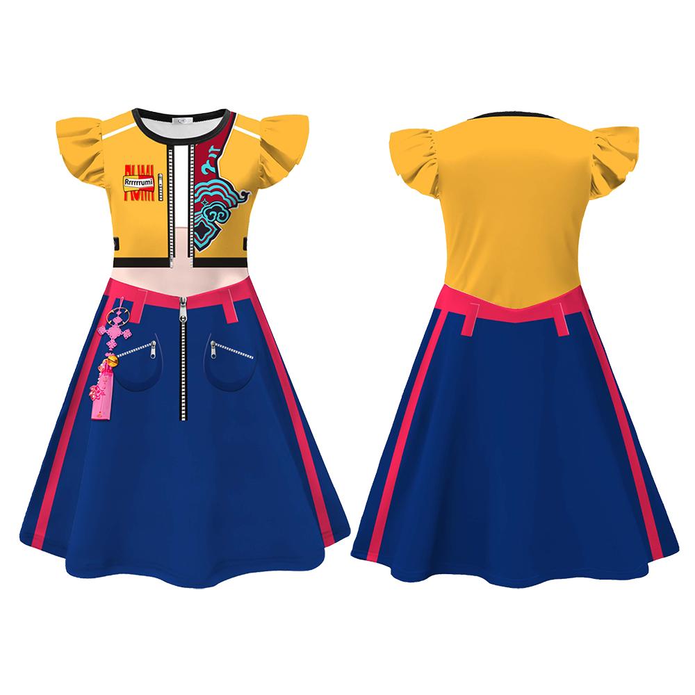 Costume de Guerrier Rumi Copslay Vêtements Robe Film Été Robes à Manches Volantes Impression Numérique 3D Costumes d'Halloween 110