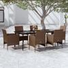 Ensemble à manger de jardin coussins 7 pcs Marron/noir