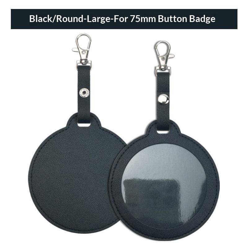 PU Leather Card Holder Cat Ear Design Cute Round Badge Reel For Work Office Travel Luggage Keychain Pendant