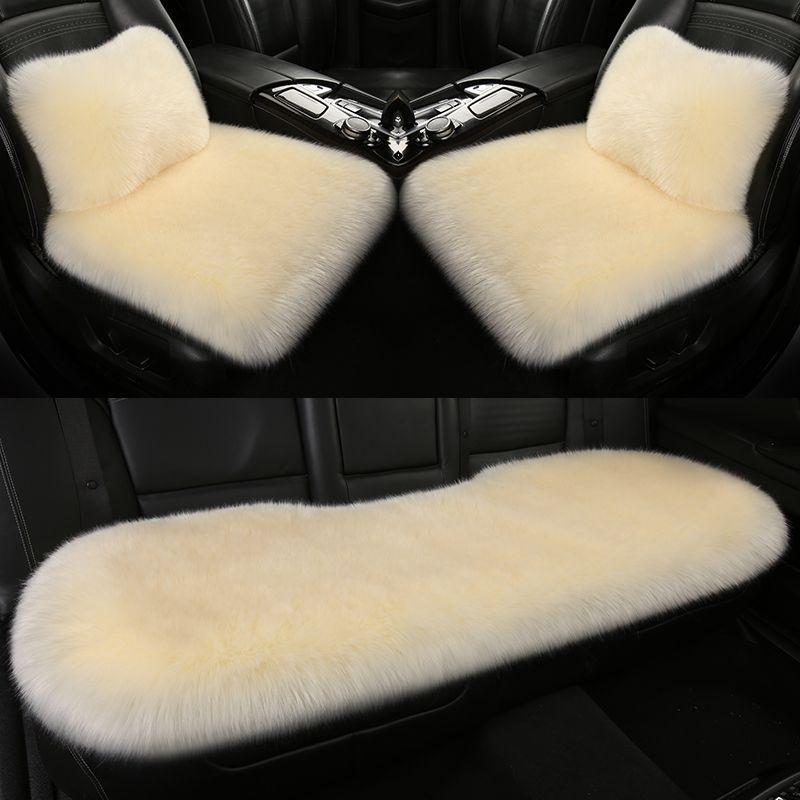 Set Universal de Perne Plușate din Lână Lungi pentru Scaune Auto de Iarnă cu Suport Lombar - Antiderapant și Îngroșat pentru Căldură