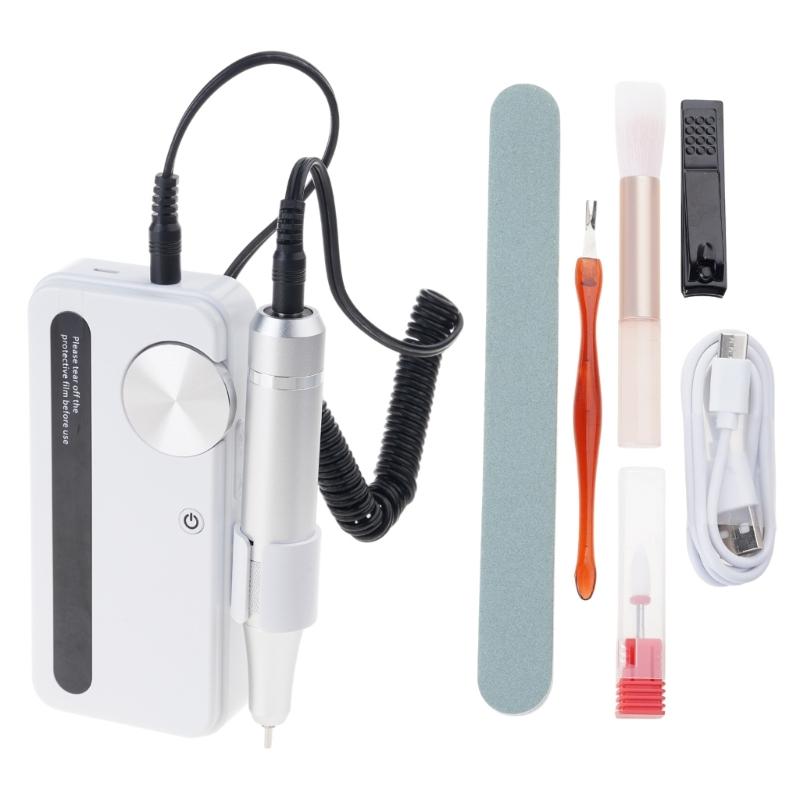 Electric Nails Drill Machine Rechargeable Nails Drill Set 35000rpm Manicure Set Manicures Tool for Acrylic Nails